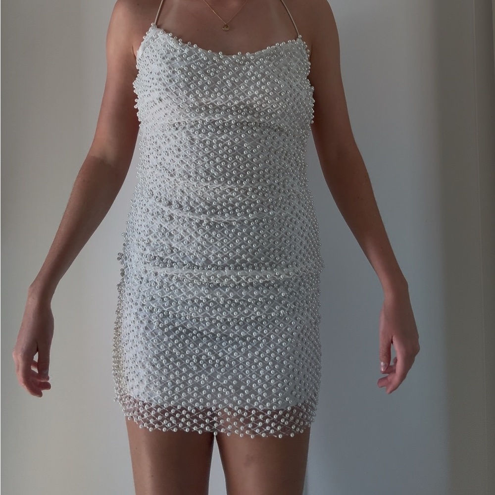 Elegant White Beaded Dress